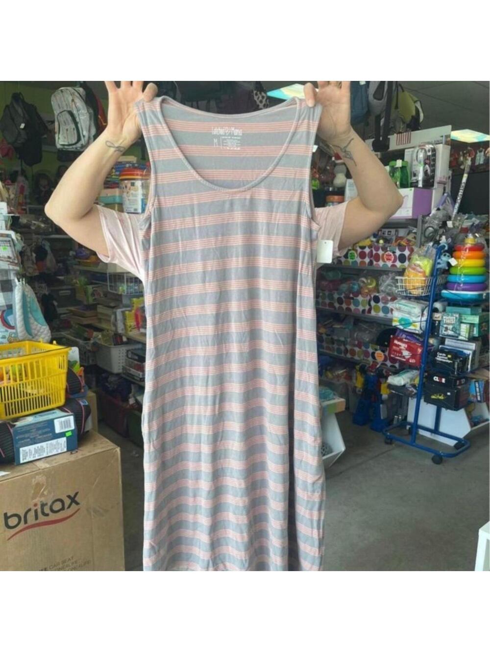 Latched Mama Striped Nursing Dress Size Medium